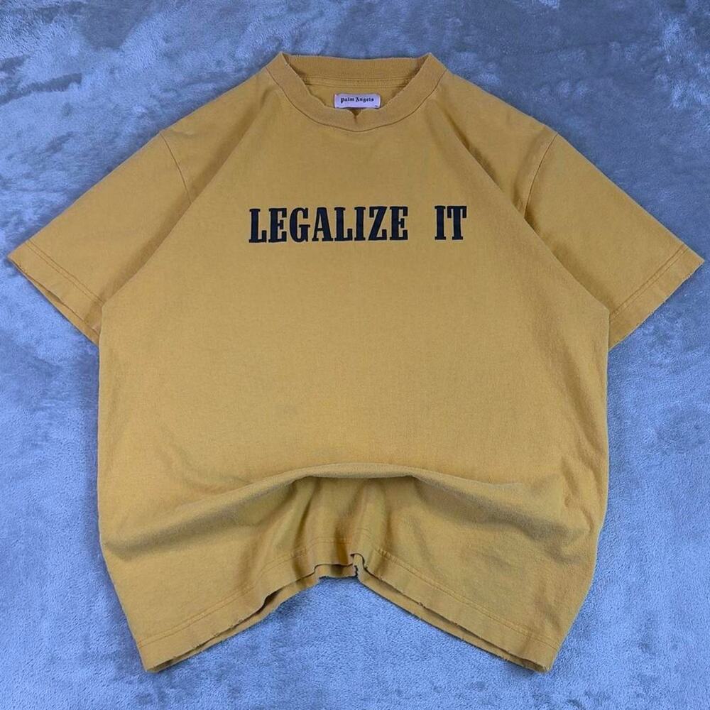 Palm Angels Yellow Legalize It Baggy Graphic T-shirt Size XXS